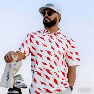 Chemises Polo de Golf Homme à Boutons Simples, Doubles ou Triples, Col Rigide Côtelé, Manches Courtes, Dos Ouvert Zippé, Imprimé Ondulations Aquatiques - Product Image 1