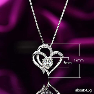Collana con Doppio Ciondolo a Cuore per Donne, Semplice e Romantica Catena per Clavicola - Product Image 5