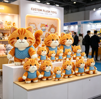 Peluche chat orange personnalisée, adorable personnage de dessin animé habillé, poupée en peluche pour cadeaux d'enfants, vente en gros
