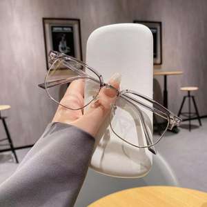 Lunettes de vue demi-cerclées rectangulaires TR2204 unisexe, protection contre la lumière bleue, verres PC anti-lumière bleue, montures optiques simples - Product Image 1