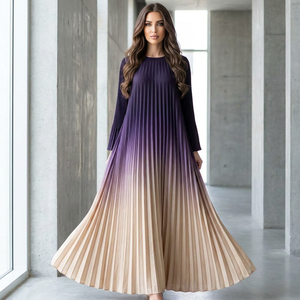 Abaya plissée style Miyake dégradé 2026 pour <span class=keywords><strong>femme</strong></span>, <span class=keywords><strong>manteau</strong></span> <span class=keywords><strong>long</strong></span> à manches longues ouvert sur le devant, respirant et élégant, vêtement d'extérieur pour <span class=keywords><strong>femme</strong></span> - Product Image 6