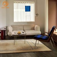 Fauteuil simple de style américain rétro avec cadre en bois et pieds en métal, pour salon, hôtel, villa, appartement, fauteuil de détente avec accoudoirs