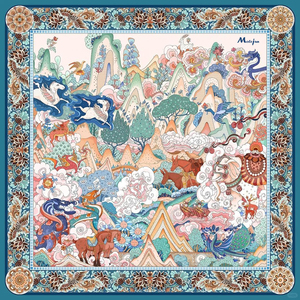 Tapis de Mahjong Américain Motif Dunhuang Antidérapant Réducteur de Bruit en Caoutchouc Pliable Portable pour Mahjong, Poker et Jeux de Société - Product Image 4