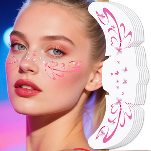 Temporary Face Tattoo <b>Stickers</b> Butterfly Floral Design Waterproof Pet Film <b>Childrens</b> Makeup For Party Events - Product Image 2