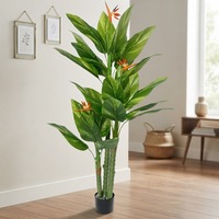 Künstliche Paradiesvogelblume im Topf, Künstlicher Strelitzienbaum mit Variegateten Blättern, Tropische Pflanze für Heim, Büro, Hotel, Bodendekoration