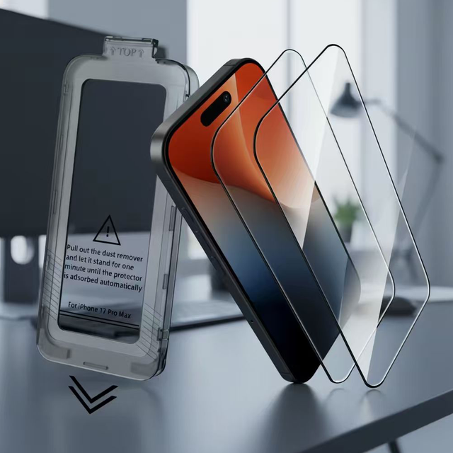 New Easy Fit Tempered Glass Screen Protector for iPhone 17 Pro Max Full Coverage 9H Anti-Scratch with Dust-Free Installation Kit