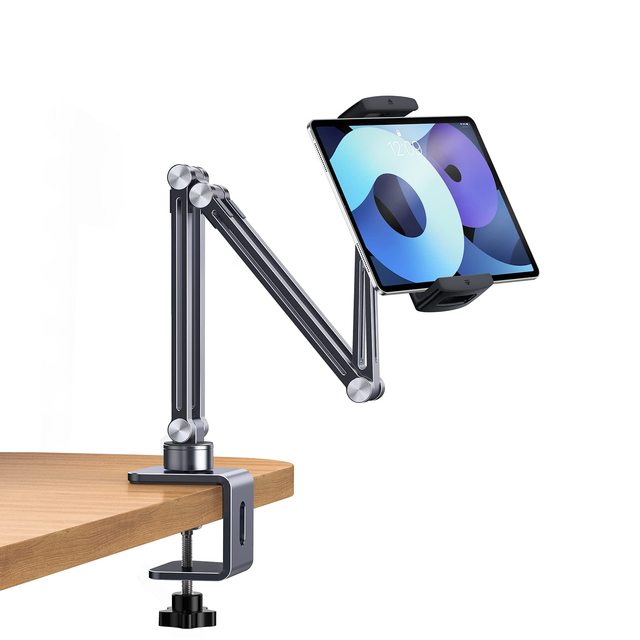 Phone & Tablet Holder Bed Gooseneck Mount Aluminum Long Arm Foldable Lazy Stand Universal 360 Degree Rotatable for IPhone, IPad,