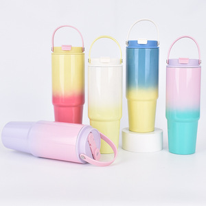 2025 30oz Stainless Steel Vacuum Insulated Eco-Friendly Travel <b>Mug</b> Straw Portable Gradient Design Lid Customizable Logo Print - Product Image 3