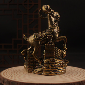 Ornement d'antilope Feng Shui Wenwang en laiton, pour la décoration de la maison et du bureau, artisanat de haute qualité, 1 pièce, forme irrégulière, motif animal - Product Image 2
