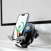 Support de téléphone de voiture sans fil à bras long flexible, rotation à 3 axes avec alignement automatique, support de téléphone réglable en hauteur, clip pour tableau de bord