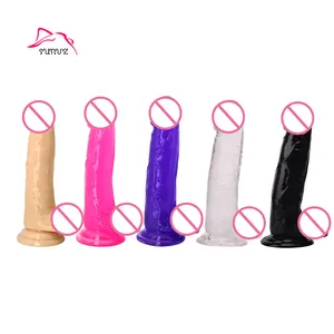 Hot Selling 4 Color Available Soft Durable TPE Japan Sex Products Long Crystal Dildo for Men Pussy