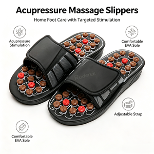 Chaussons de massage par <span class=keywords><strong>acupression</strong></span> à sangle réglable, avec points de réflexologie rotatifs, unisexe, pour soins des pieds en intérieur et soulagement de la douleur plantaire - Product Image 2