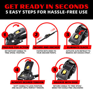 Cinturino per moto ATV da 50mm 1.5T cinghie a cricchetto retrattile automatiche per impieghi gravosi - Product Image 6