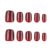24 faux ongles autocollants couleur unie 4493 – Rose et marron à motif floral, forme carrée, pour festivals et usage quotidien