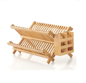Modern Bambu Çift Katmanlı Kancalı Çok Amaçlı Katlanabilir Bulaşık Düzenleyici 43x34cm Türkiye'den - Product Image 1