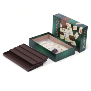 Ensemble de jeu de rami 106 pièces personnalisé en usine avec jeu de société en plastique noir dans un étui en papier - Product Image 2