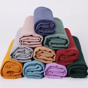 2022 Hot selling 70*170cm pearl chiffon Muslim headscarf shawls solid color hijab scarf for women