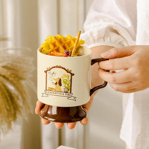 แก้วเซรามิคลายการ์ตูน แก้วกาแฟทรงสูง ดีไซน์วินเทจ ของขวัญสำหรับดื่มชา กาแฟ ใช้ได้ทั่วไป - Product Image 1