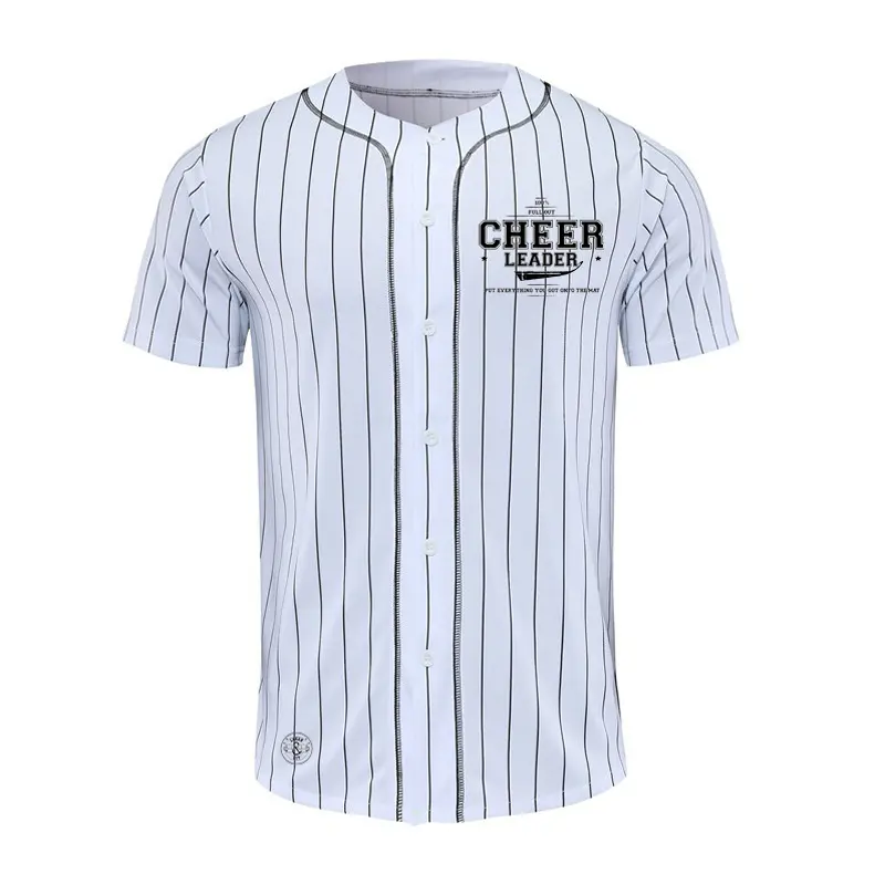 Nuevo diseño de béisbol Jersey hombre Jersey de rayas de manga corta de la calle Hiphop de béisbol camisas chaqueta botón blanco y negro camisa de deporte