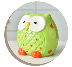 OEM/ODM yeni yaratıcı 3D baykuş şekli sevimli seramik kumbara özel el boyalı banka seramik sikke tasarruf banka para kutuları hediye için - Product Image 6