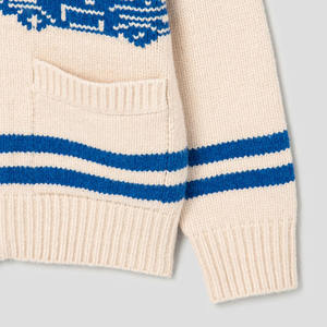 Manteau d'hiver ample personnalisé OEM pour hommes avec motif jacquard 100% coton épais <span class=keywords><strong>pull</strong></span> tricoté col marin fermeture à glissière pour l'automne - Product Image 6