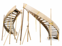 Escalier en colimaçon moderne en bois sur mesure fabriqué en usine dans le Jiangsu avec marches en bois massif pour villas de luxe