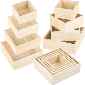 Wooden Storage Boxes Square Lidless Multiple Sizes For Desktop Decorative Storage General Packaging - Product Image 3