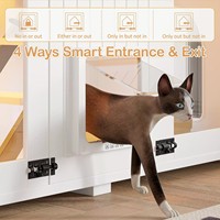 Venta al por mayor de fábrica: Mueble moderno de madera bicolor transpirable para mascotas con rascador y compartimentos divididos