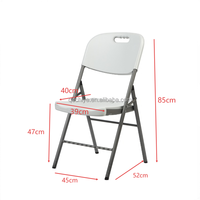 Chaise pliante robuste en plastique avec structure en acier allié renforcé, mobilier d'extérieur, limite de poids 350 lb, pour intérieur/extérieur, jardin, hôtel