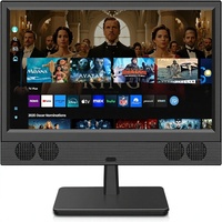 Televisor Inteligente Negro de 15.6 Pulgadas HD 1080p LED 60Hz con Altavoz Integrado, Sintonizador Digital ATSC, Entradas WiFi/USB/AV con Miracast, Pantalla Plana Ancha