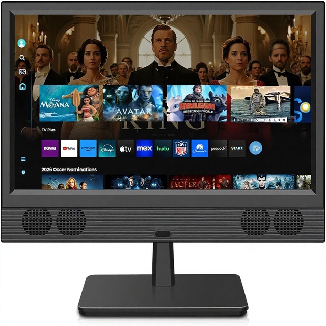 15.6 Inch Black Smart TV HD 1080p LED 60Hz Built-in Speaker ATSC Digital Tuner WiFi/USB/AV Inputs with Miracast Wide Screen Flat