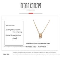 Collier plaqué or 14 carats anti-ternissement, style romain, triple anneau, pendentif coquillage en zircon, bijoux de mode pour femmes au quotidien