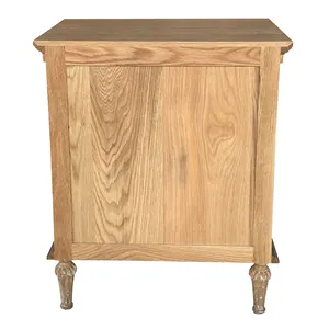 Traditional Antique Style Bedroom Furniture Reclaimed Solid Oak Wood Nightstand Bedside Table With Drawer HL129