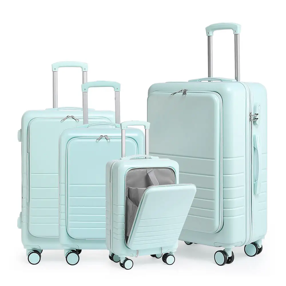 Voorste Opening Trolley Cosmetische Koffer Instappen Universele Wiel Koffer 12 14 20 Inch Mode Business Unisex Handbagage