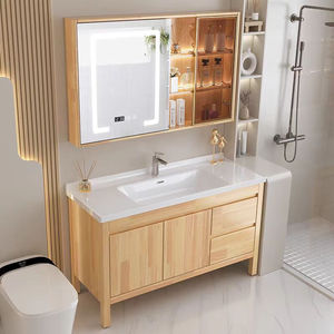 ตู้ห้องน้ำไม้เนื้อแข็งแบบตั้งพื้นพร้อมอ่างล้างหน้าไม้โอ๊ค - Product Image 3