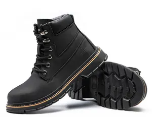 Großhandel Günstige Preis Kappe Männer Heavy Duty Stahl kappe Land Boot Sicherheit Zehen Frauen Schuhe Crazy Horse Water Proof Arbeits stiefel