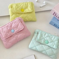 Nouvelle Pochette Matelassée à Motif Losanges avec Boutons Pression 2026, Porte-Monnaie, Porte-Cartes, Pochette de Rangement Multifonctionnelle, Portefeuilles Couleurs Bonbon pour Filles