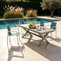 de patio moderne chaises 8 places meubles de jardin extérieur ensembles de salle à manger en corde d'aluminium de 9 pièces