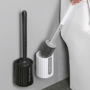 Toilet <b>Brush</b> Set With Holder Durable <b>Round</b> Soft Bristles Easy To Clean Minimalist Design Bathroom Cleaning Tool - Product Image 1