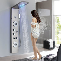 Vente directe usine – Panneau de douche mural en acier inoxydable avec mitigeur monocommande, cartouche céramique, jet pluie et LED