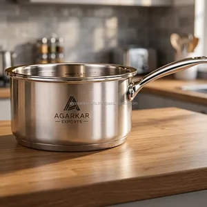 กระทะซอสสแตนเลสแบบหนาพิเศษ ผิวเงา สำหรับครัวมืออาชีพและร้านอาหาร - Product Image 1