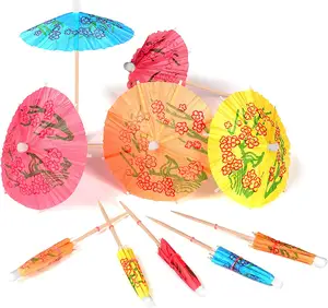 Paletas de guarda-chuva para bebida, toppers para cupcake, palitos de dente para decoração de festa havaiana tropical tiki, 144 peças