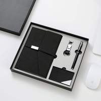 Ensemble cadeau promotionnel d'entreprise de luxe - Bloc-notes A5 personnalisé, porte-clés, stylo et porte-cartes, boîte cadeau imprimée en sérigraphie