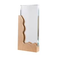 JN personnalisé conception gratuite logo cristal plaque en bois cristal pas cher souvenir trophée en bois