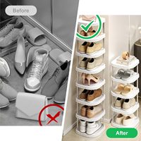 Étagère à chaussures murale ronde en PP à cinq niveaux, moderne, non pliable, pour salle de bain, gain de place, petite taille, étagère d'angle DIY