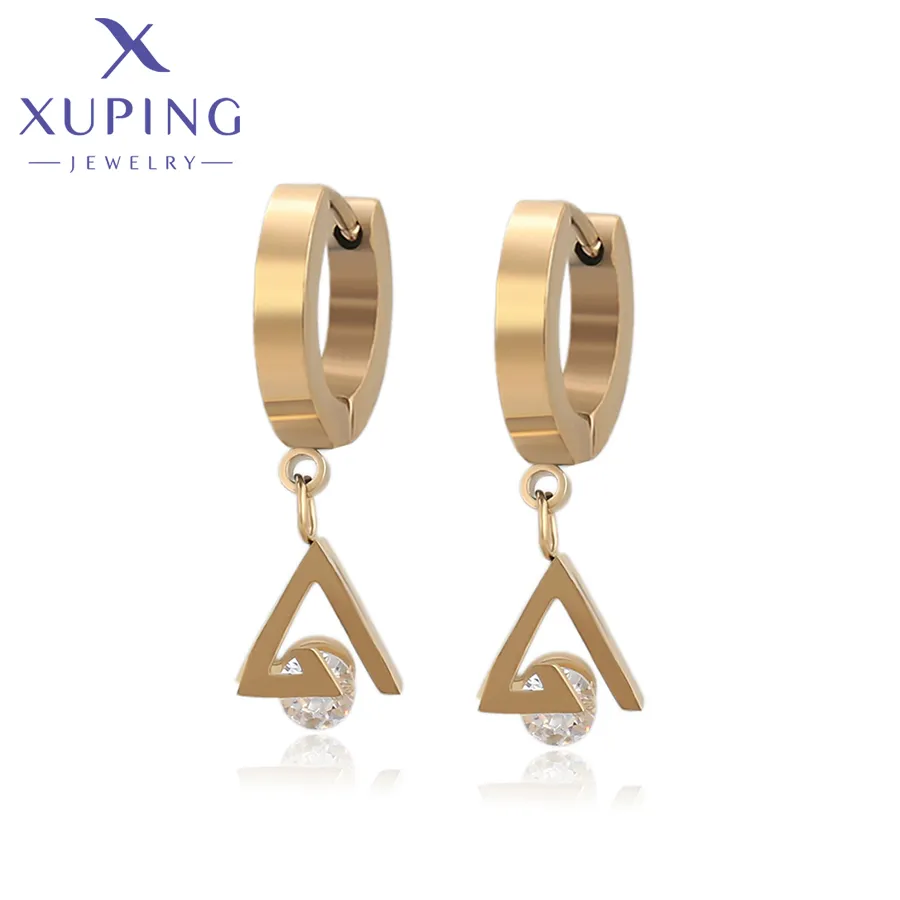 A00794696 xuping jewelry women fashion Simple and delicate triangle diamond earring pendant 14k gold plating