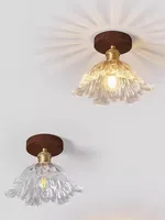 Plafonnier LED vintage en verre à montage en surface pour couloir, chambre, allée, style rétro, pour loft, boutique, restaurant, luminaire