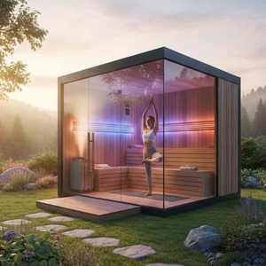 Sauna extérieur moderne isolé et électrique, de forme carrée, pour le <span class=keywords><strong>yoga</strong></span>, le bien-être, les climats froids, jardin, maison de sauna en bois de luxe - Product Image 1