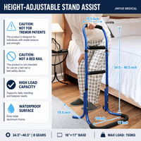 Barre d'appui pour se lever en aluminium, réglable en hauteur, multi-poignées, antidérapante, aide à la mobilité pour personnes âgées, assistance au lever du lit, sécurité au chevet