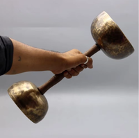 Bol chantant tibétain à double calice de tonalité aléatoire